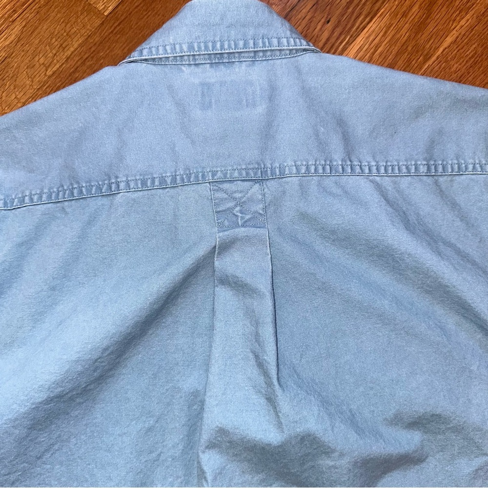 L.L.Bean Men’s Medium Blue Comfort Stretch Sun Washed Shirt Short Sleeve Pockets - Picture 9 of 14